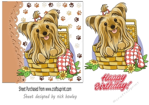 Sweet little puppy in a basket 7x7