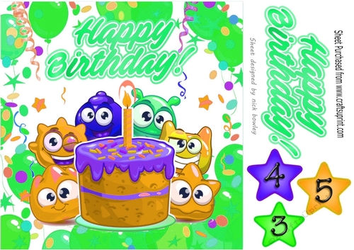 Funny faces with cake and balloons 8x8 (gold)