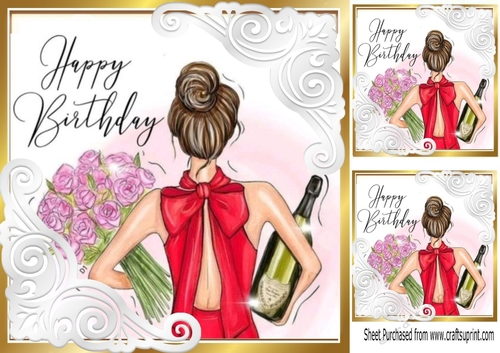 Birthday Girl Celebrations 8x8 red