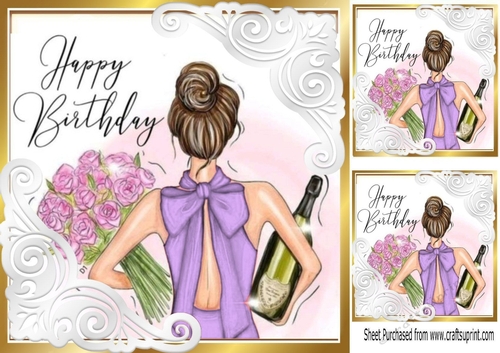 Birthday Girl Celebrations 8x8 Purple