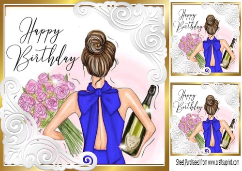Birthday Girl Celebrations 8x8 Blue