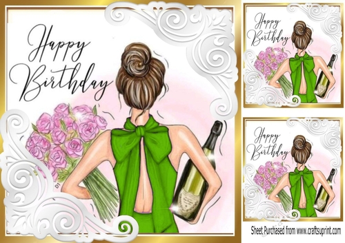 Birthday Girl Celebrations 8x8 Green