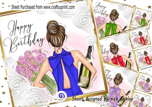  4 Lovely  Birthday Girl Celebrations 8x8  CARD FRONTS MINI KIT