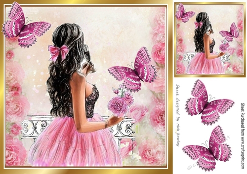 pretty in pink party dress with butterflies 8x8
