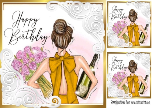 Birthday Girl Celebrations 8x8 Gold