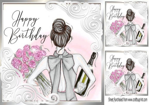 Birthday Girl Celebrations 8x8 Silver