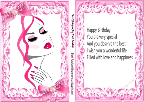 Glamour Girl In Pink With Pretty Bows A5/Insert