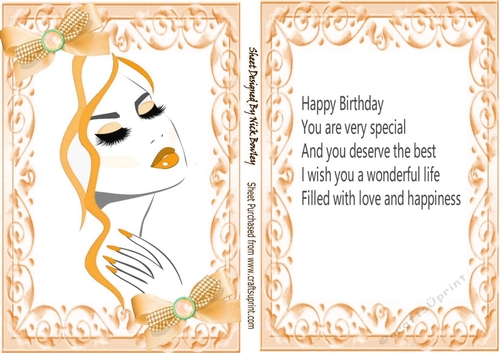 Glamour Girl In Gold With Pretty Bows A5/Insert