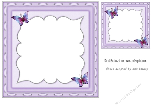 Pretty butterflies in lilac ornate frame 7x7 cardfront/insert