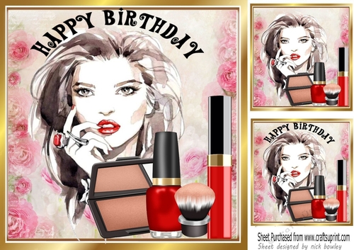 Pretty lady with red makeup and mascara 8x8