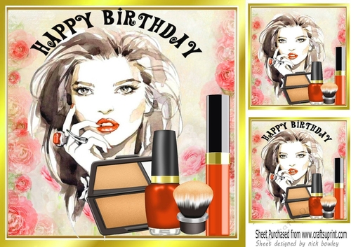 Pretty lady with orange makeup and mascara 8x8
