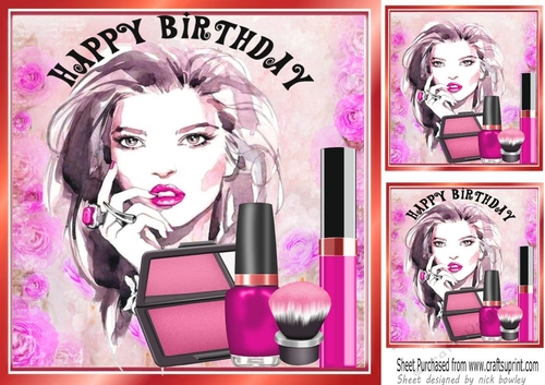 Pretty lady with pink makeup and mascara 8x8