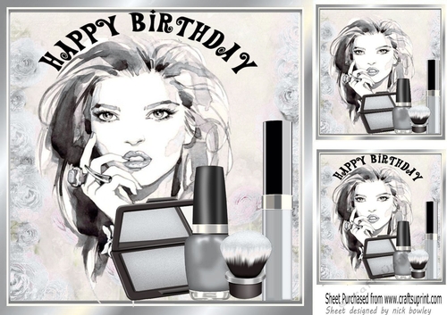 Pretty lady with silver makeup and mascara 8x8