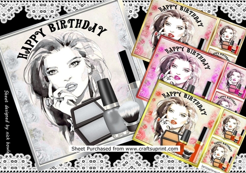 4 ladies with makeup and mascara 8x8 card fronts mini kit