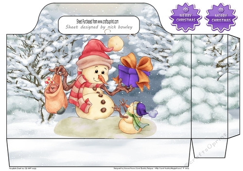 Jolly snowman  with presents tote gift bag (purple)