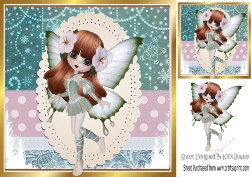 pretty faerie in ornate scalloped frame 8x8 (one)