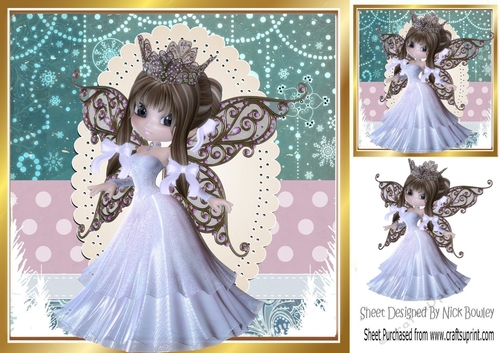 pretty faerie in ornate scalloped frame 8x8 (three)