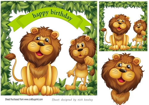 Lions in the jungle 8x8 card front