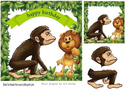Monkey in the jungle 8x8 card front