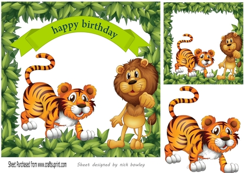 Tiger in the jungle 8x8 card front