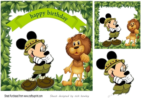 Safari mickey in the jungle 8x8 card front
