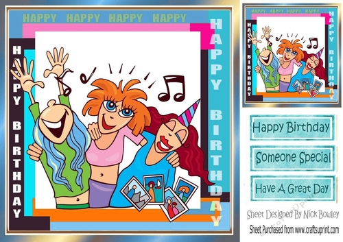 Birthday fun party time! 8x8 ladies (blue)