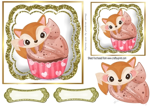 Foxy cupcake with gold glitter topper