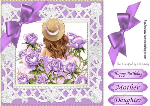 Pretty with lilac roses and bow 8x8