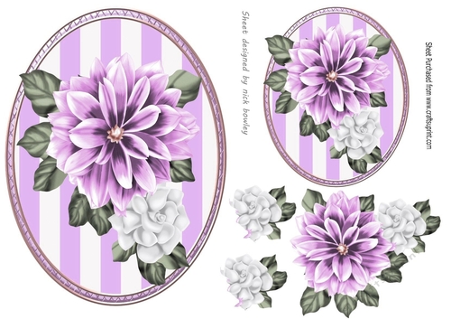 pretty lilac and white flowers on lace bracket card