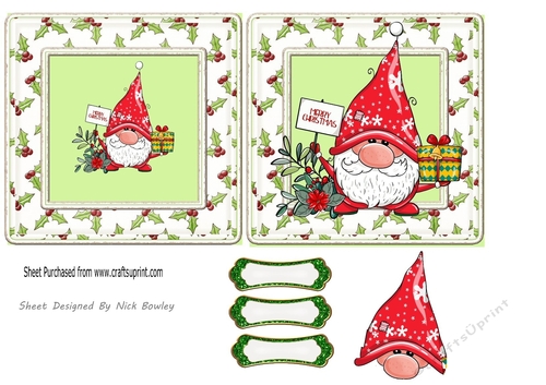 Jolly Santa With Gift 6X6 Folded Card