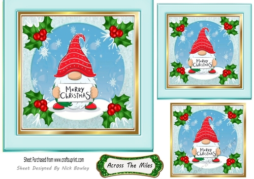 Lovely Jolly Santa with Holly Card Front 7x7