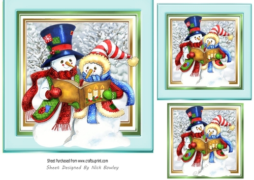 Lovely snowman couple 7x7 Card fronts/toppers