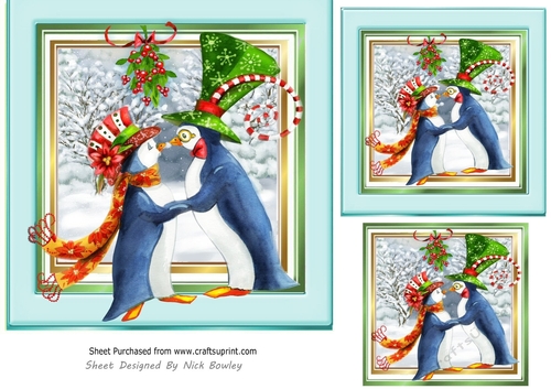 Lovely penguin couple 7x7 Card fronts/toppers