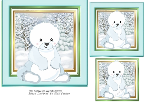 Lovely little polar bear 7x7 Card fronts/toppers