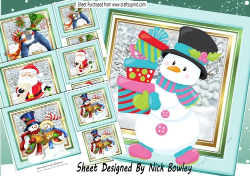  4 Lovely christmas cards 7x7 Card fronts/toppers mini kit