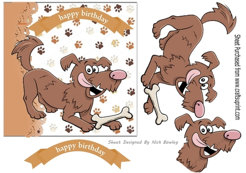 Playful dog with bone 7x7 card front