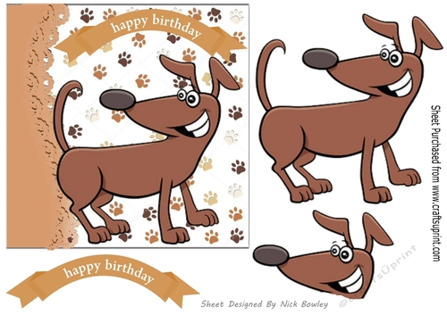 playful brown funny dog 7x7, card front