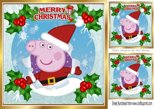 Lovely Peppa Pig Dressed Up For Christmas 8x8