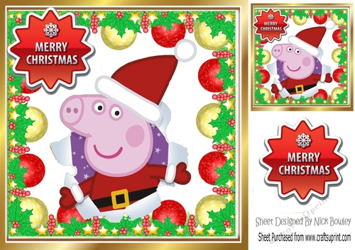 peppa pig in festive bauble frame 8x8