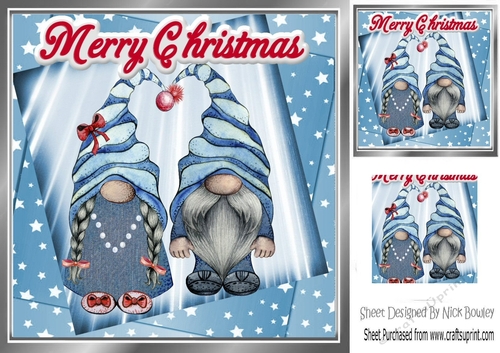 Lovely christmas gnomes with blue stars 8x8