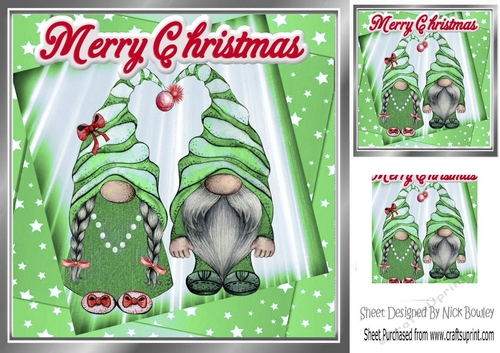 Lovely christmas gnomes with green stars 8x8