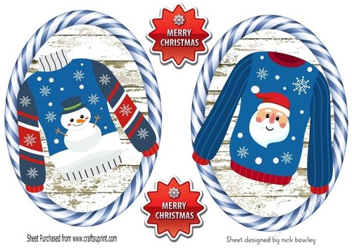 UGLY CHRISTMAS SWEATERS blue stripe toppers