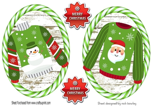 UGLY CHRISTMAS SWEATERS Green stripe toppers