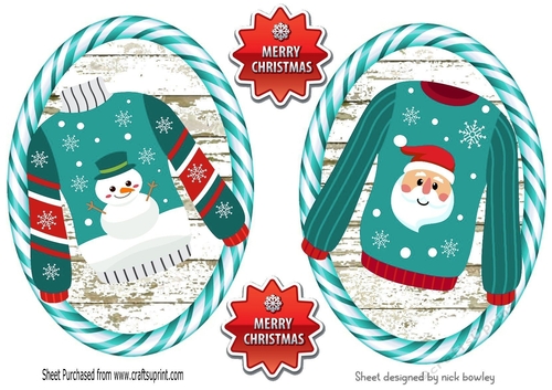 UGLY CHRISTMAS SWEATERS Turq stripe toppers