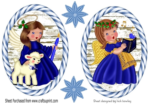 Two pretty Angels in blue stripe toppers