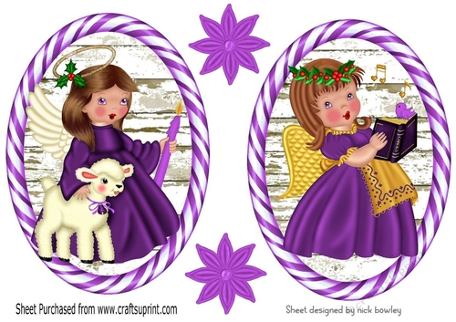 Two pretty Angels in purple stripe toppers
