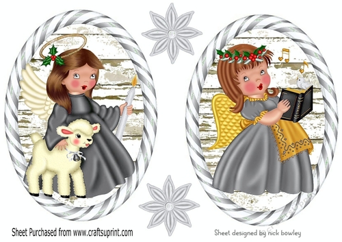 Two pretty Angels in silver stripe toppers