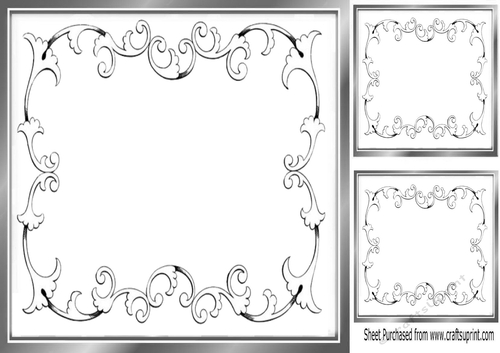 Lovely Silver ornate scroll frame 8x8 card front/insert