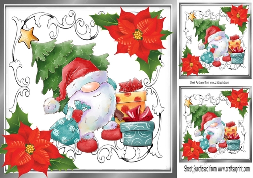 silver ornate scroll frame 8x8 with santa and presents 