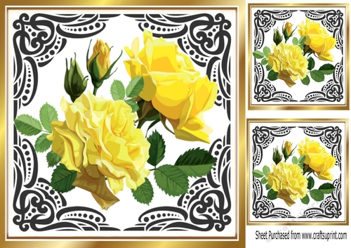 Gold with black fancy 8x8 frame with yellow roses
